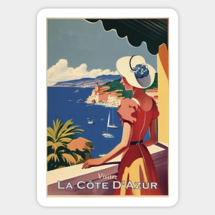 Cote D'Azur Vintage Travel Poster Sticker